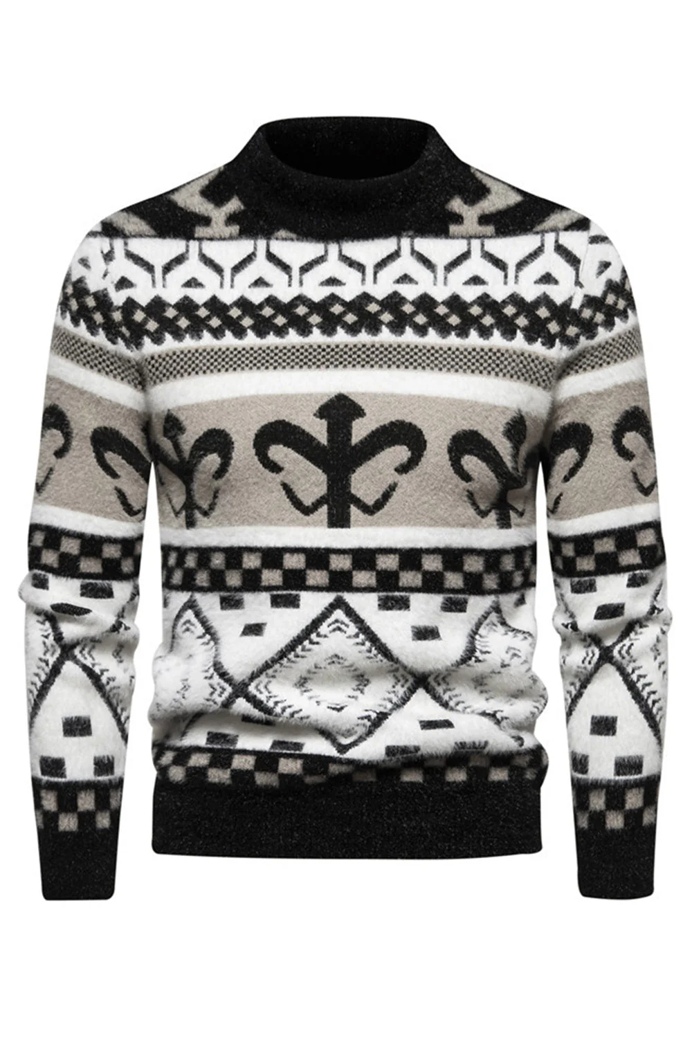 Męski sweter z dzianiny w kolorze khaki o dopasowanym kroju - Image 7