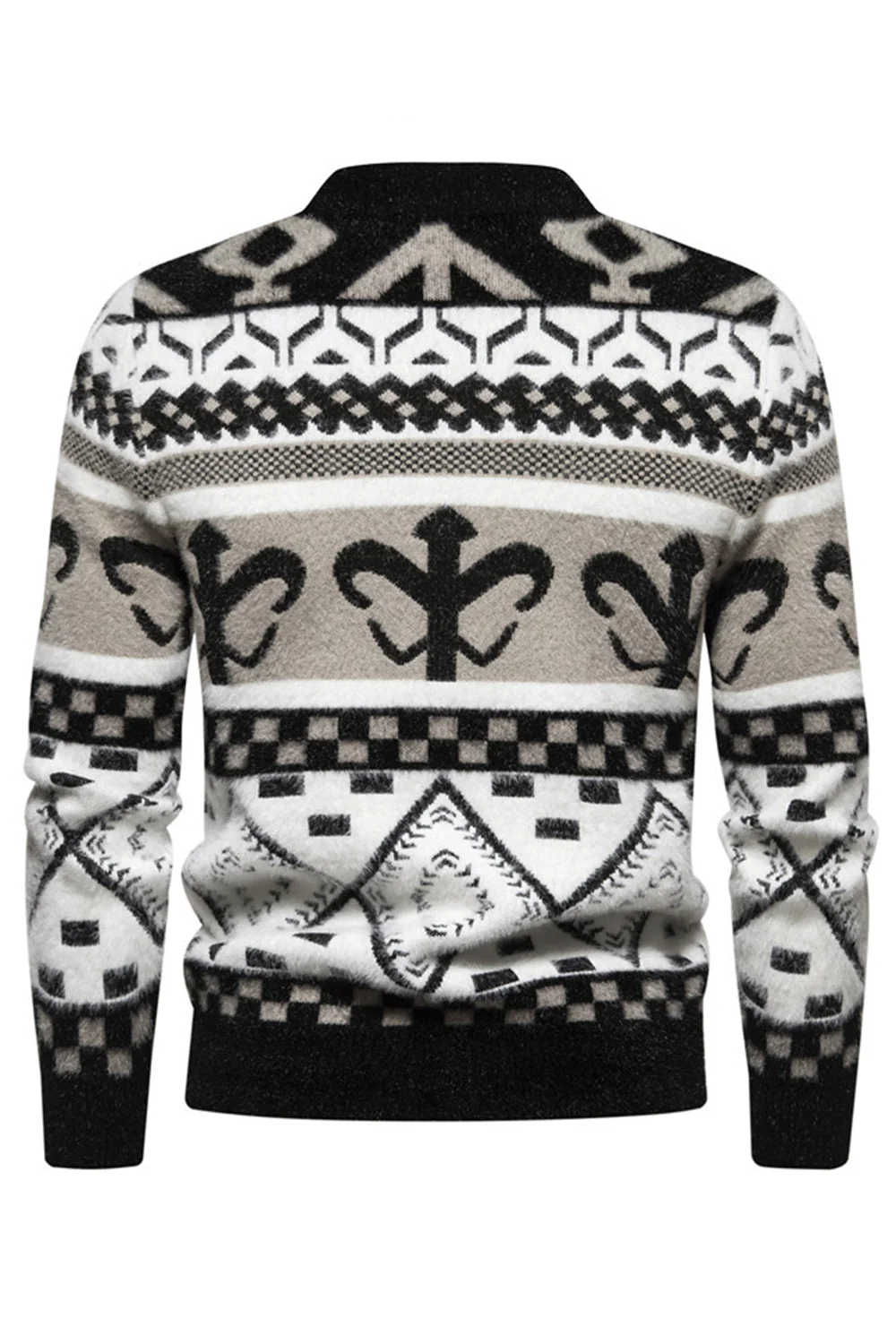 Męski sweter z dzianiny w kolorze khaki o dopasowanym kroju - Image 8