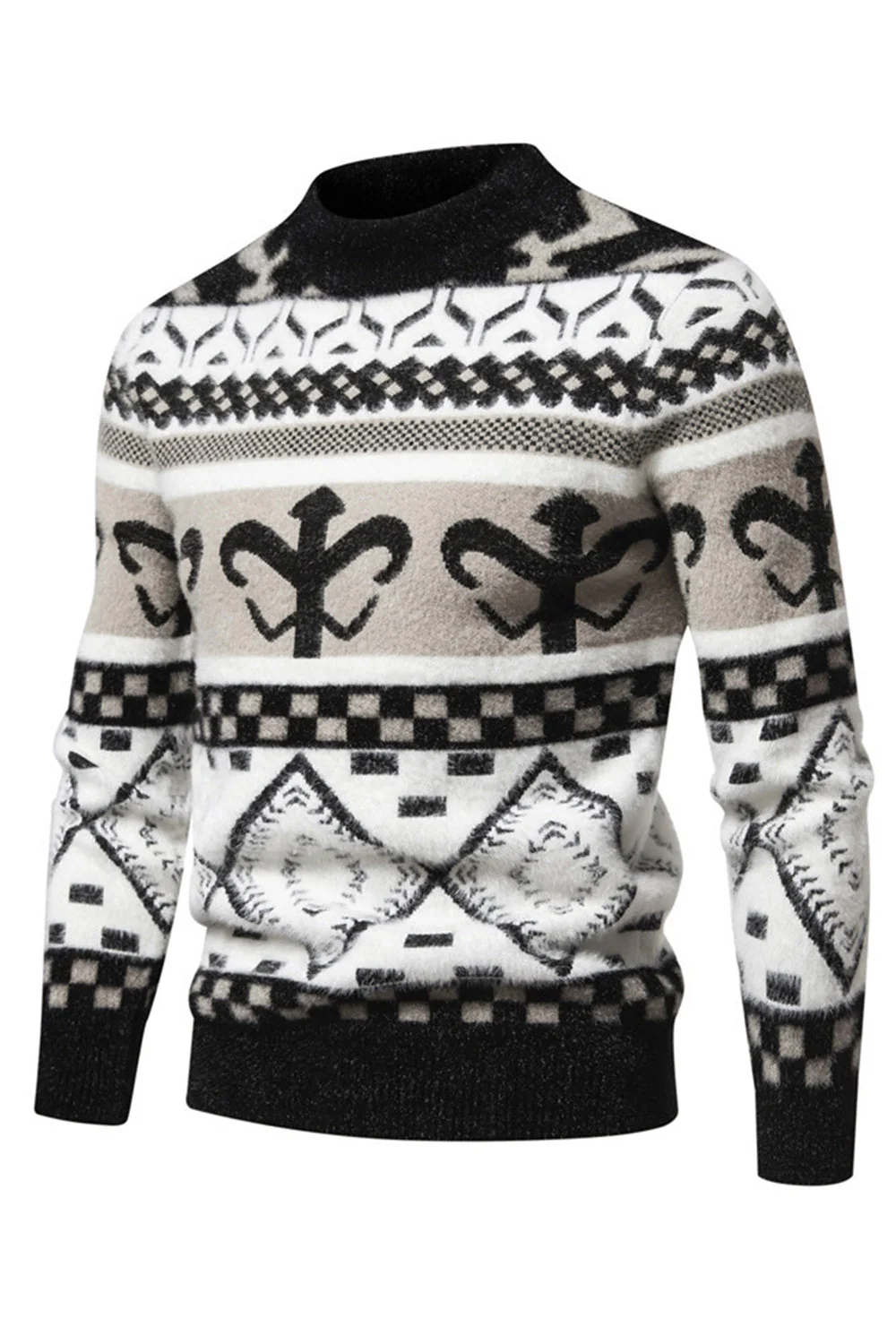 Męski sweter z dzianiny w kolorze khaki o dopasowanym kroju - Image 9