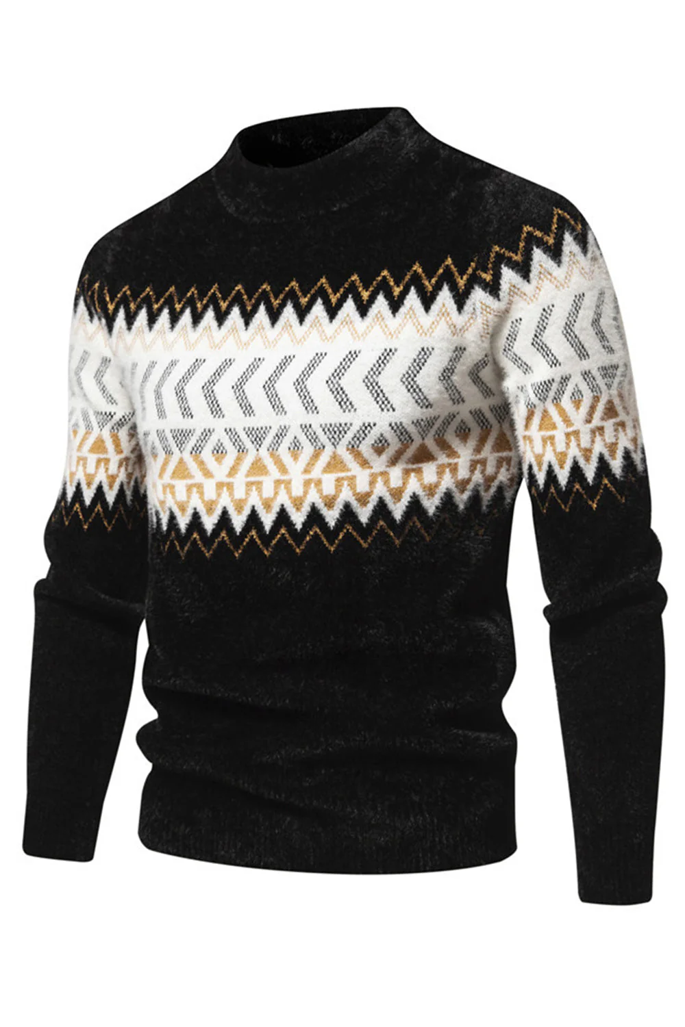 męski sweter z okrągłym dekoltem Colorblock Slim Fit - Image 3