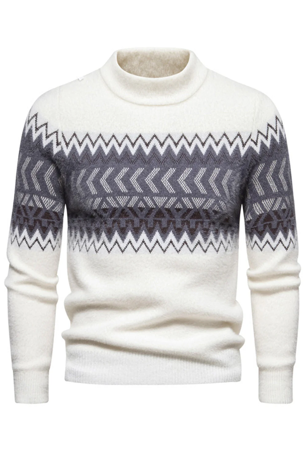 męski sweter z okrągłym dekoltem Colorblock Slim Fit - Image 6