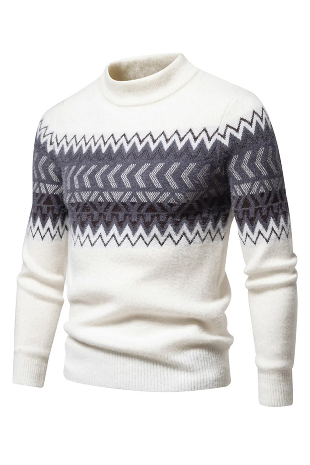męski sweter z okrągłym dekoltem Colorblock Slim Fit - Image 8