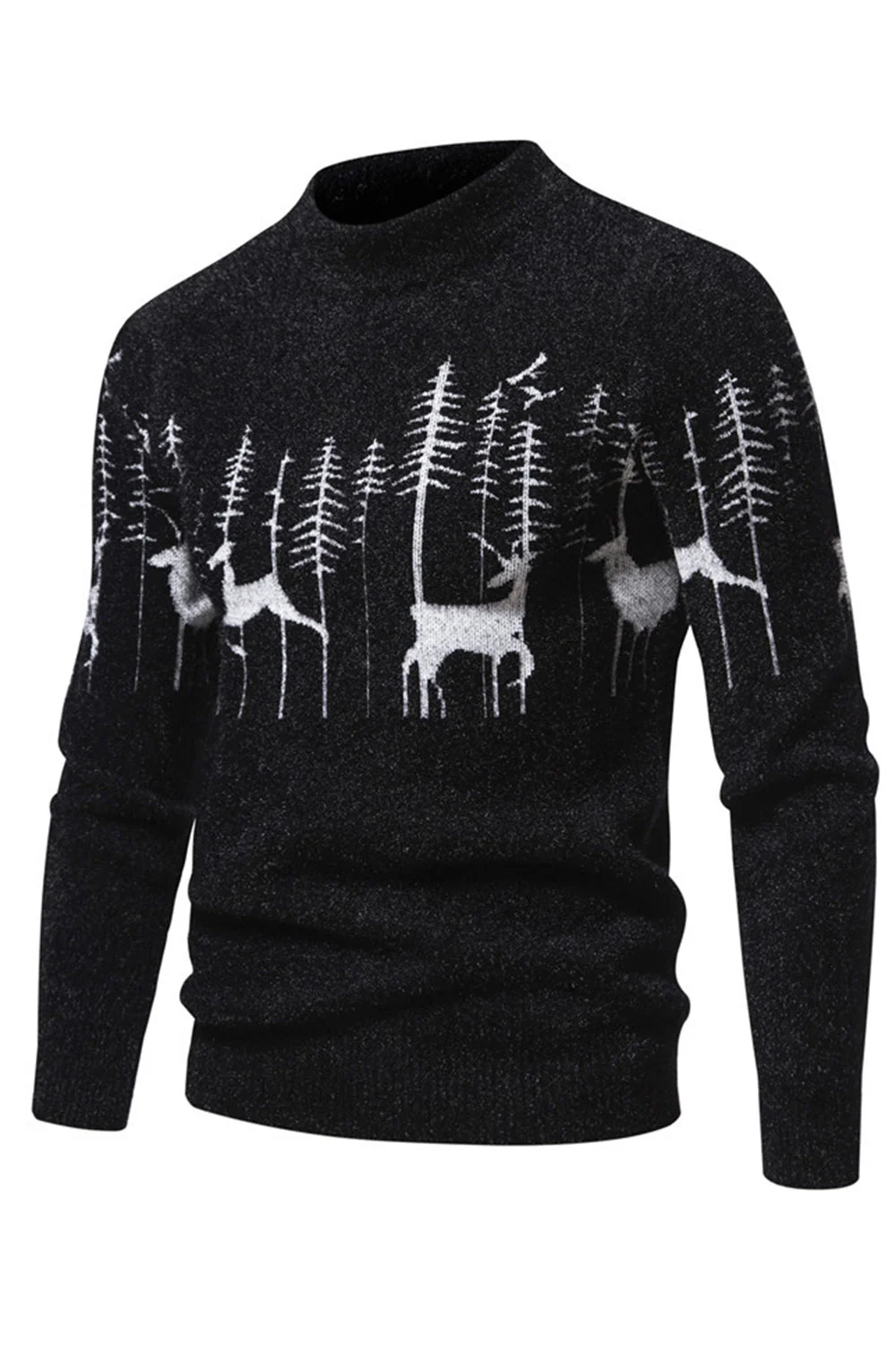Męski sweter z okrągłym dekoltem i okrągłym dekoltem w choinkę - Image 3