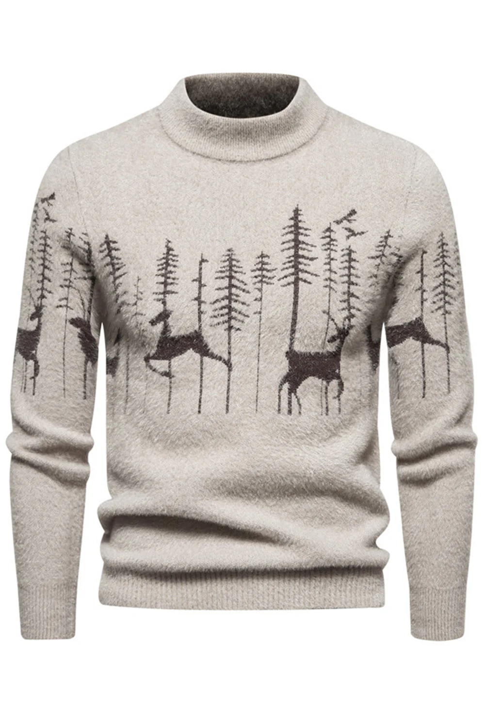 Męski sweter z okrągłym dekoltem i okrągłym dekoltem w choinkę - Image 7