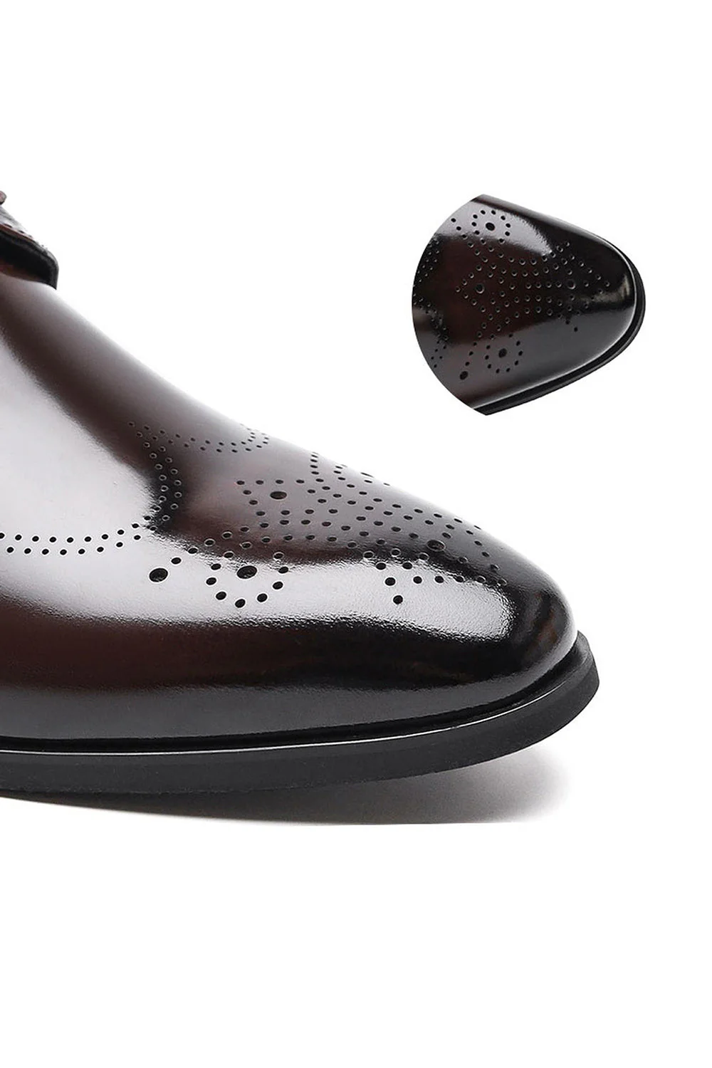 Męskie buty imprezowe z ciemnobrązowej skóry - Image 5