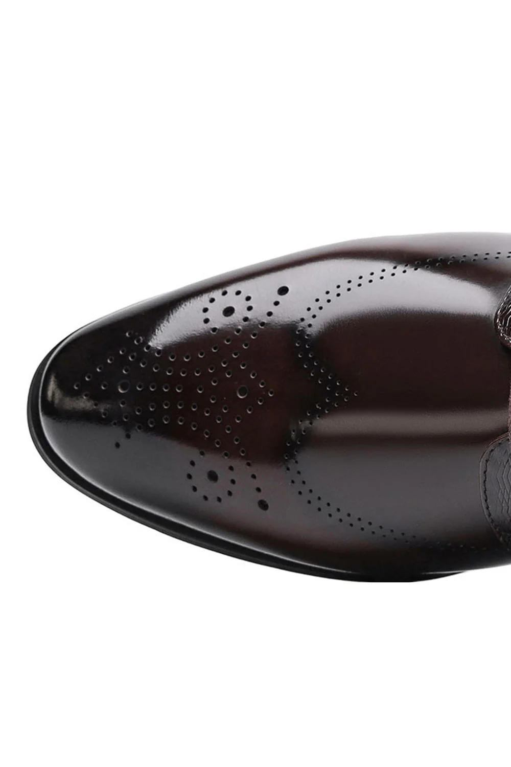 Męskie buty imprezowe z ciemnobrązowej skóry - Image 6