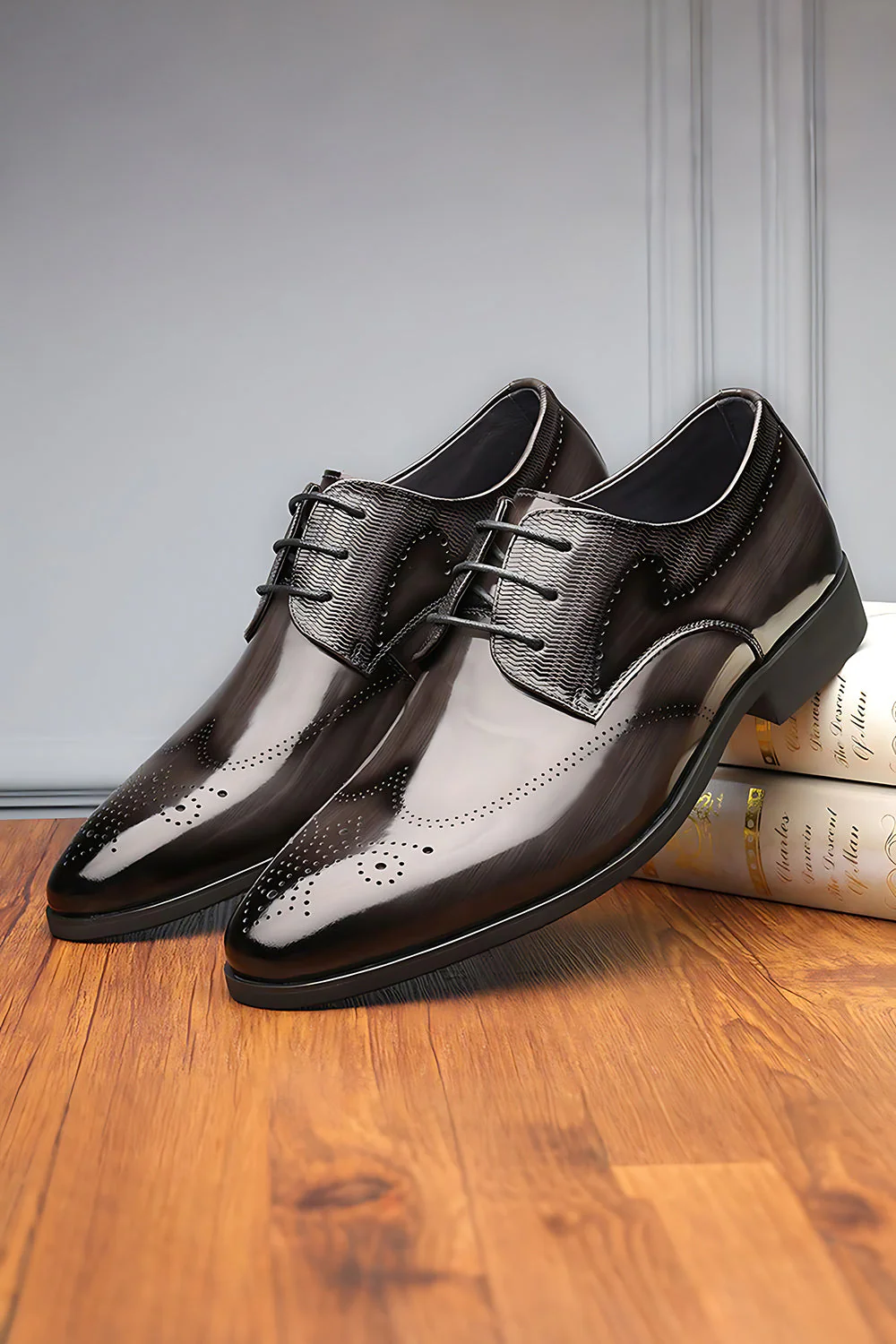 Męskie buty imprezowe z ciemnobrązowej skóry - Image 7