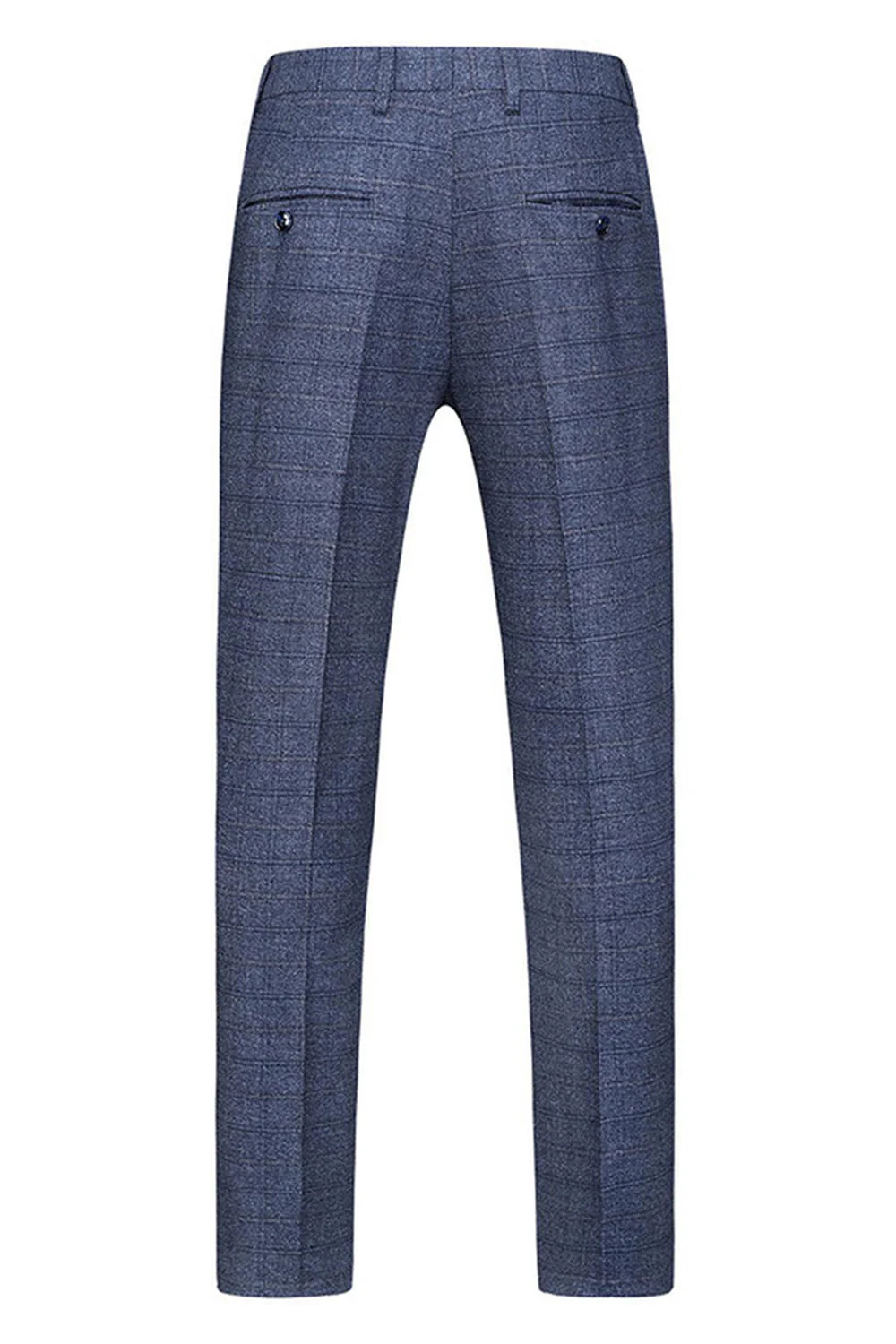 Męskie ciemnoniebieskie klapy w kratę z nacięciem 3-częściowe garnitury na studniówkę - Image 8
