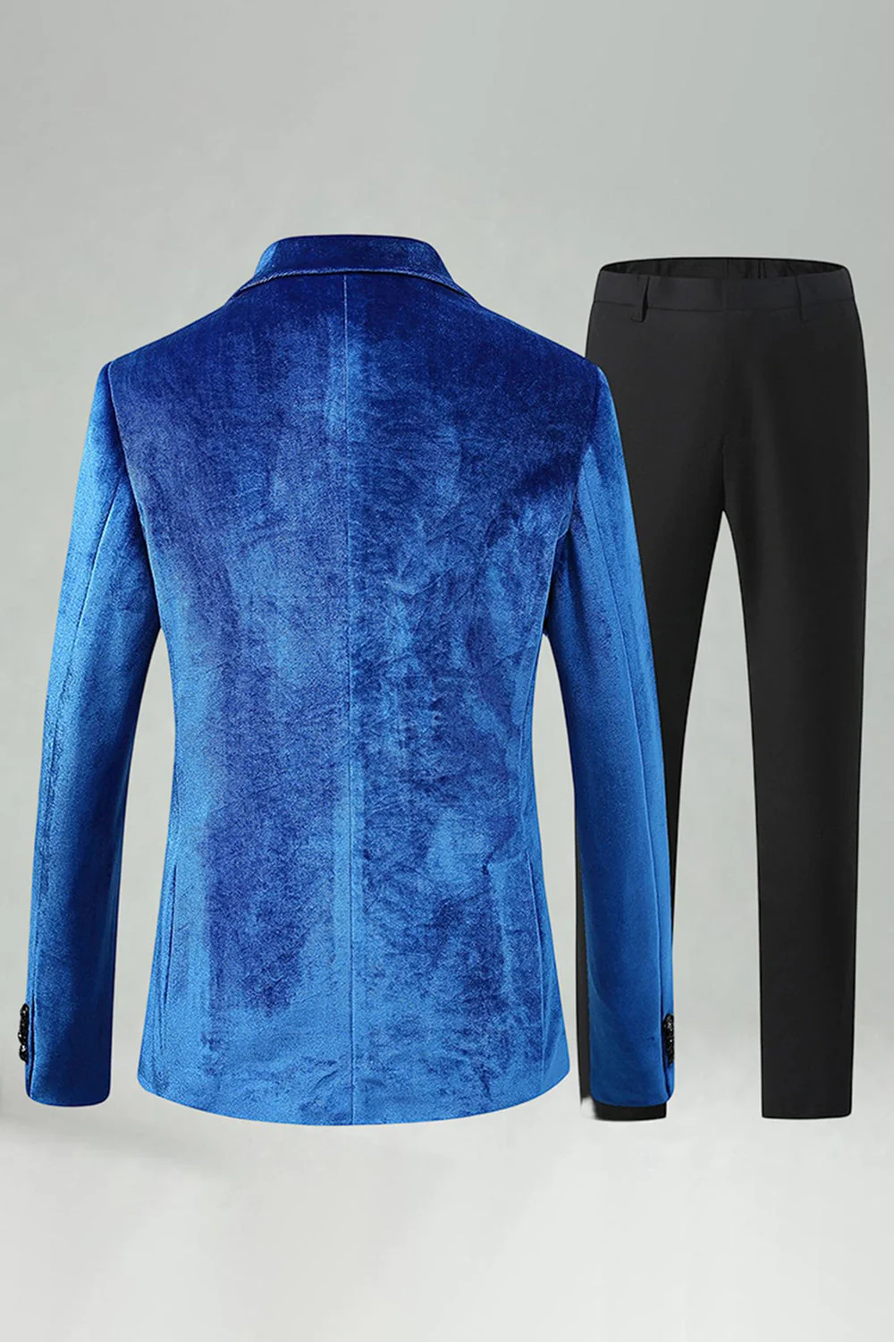 Męskie garnitury balowe Royal Blue z aksamitnymi klapami i wycięciami - Image 2