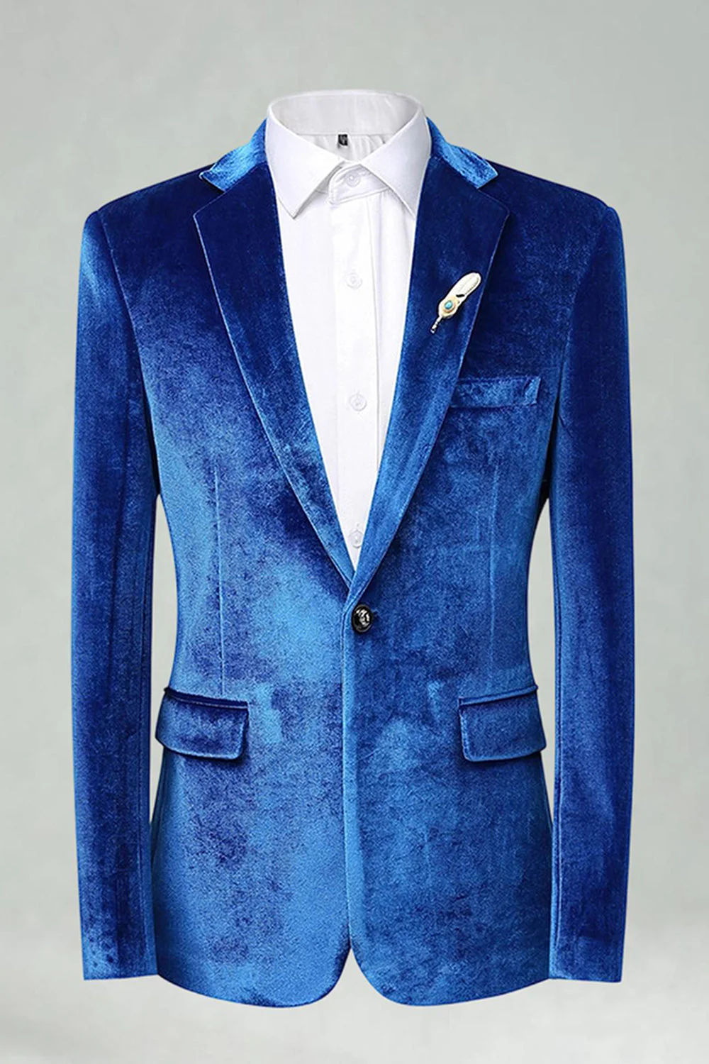 Męskie garnitury balowe Royal Blue z aksamitnymi klapami i wycięciami - Image 3