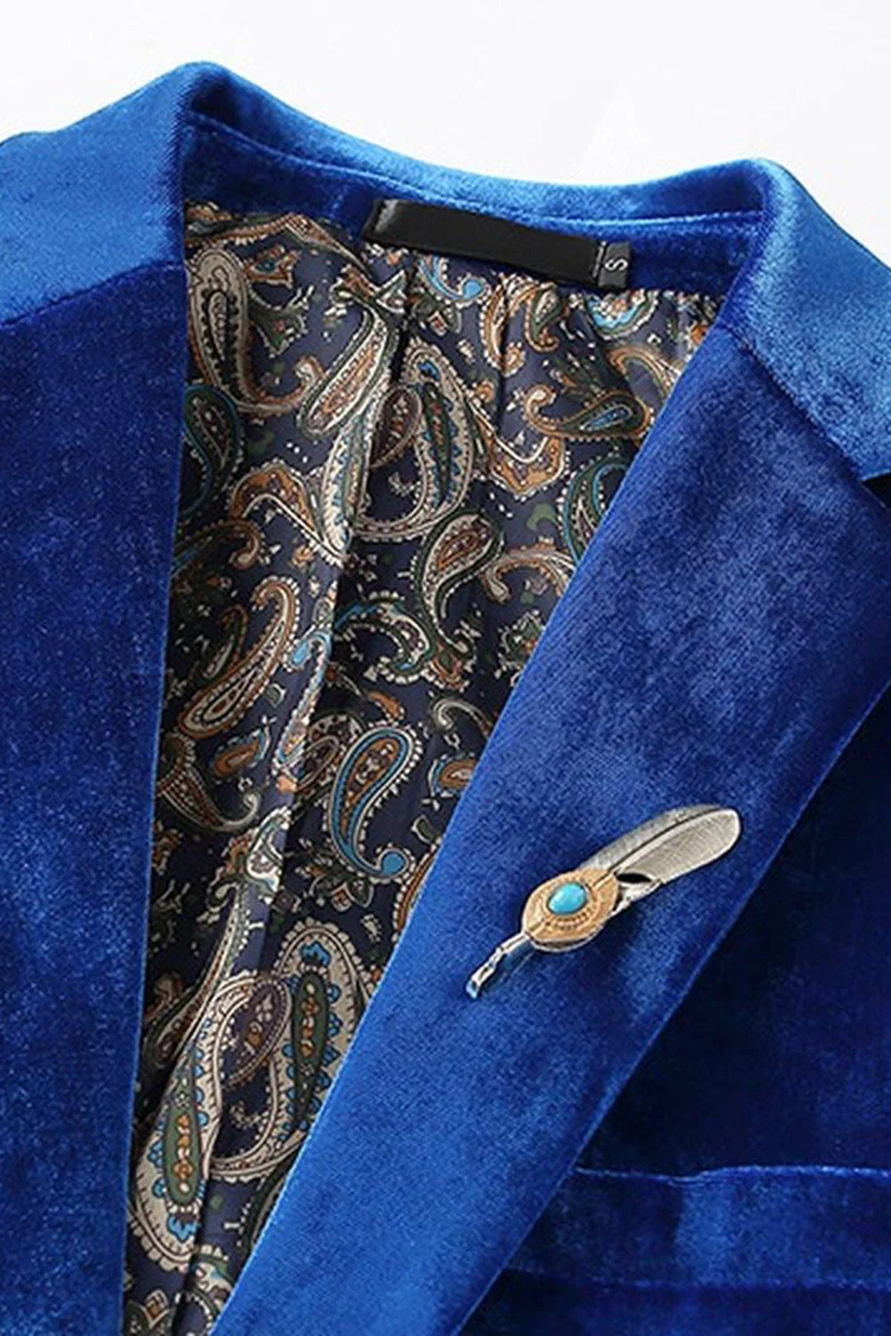Męskie garnitury balowe Royal Blue z aksamitnymi klapami i wycięciami - Image 5