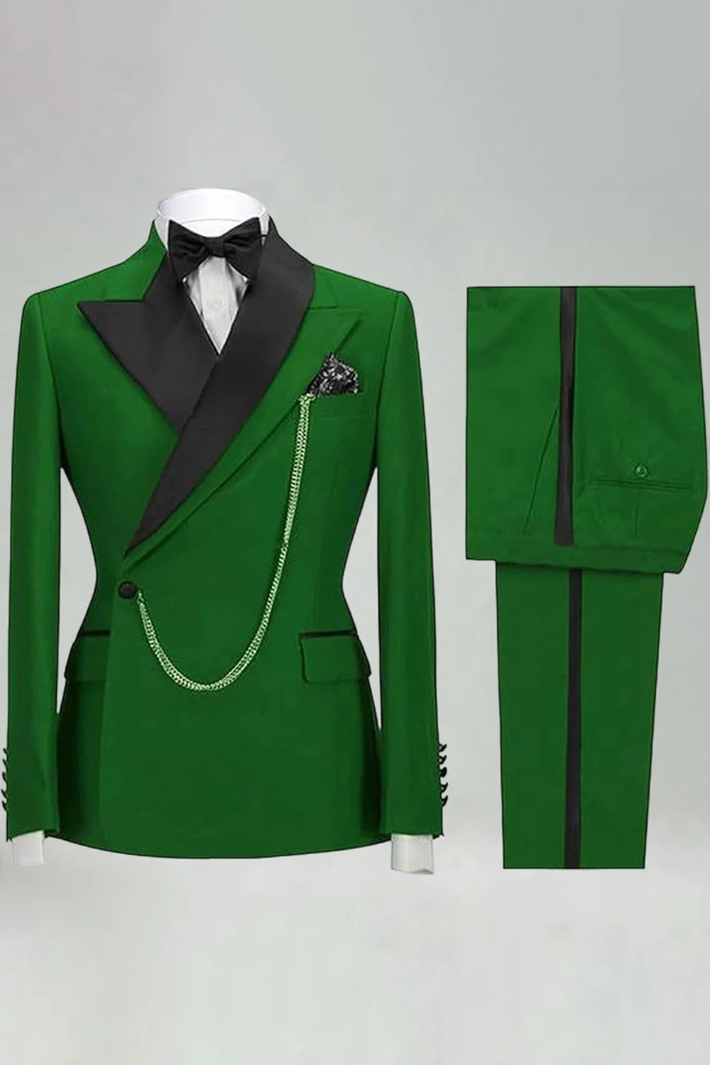Męskie garnitury Slim Fit 2-częściowe khaki z klapą z szykiem - Image 11