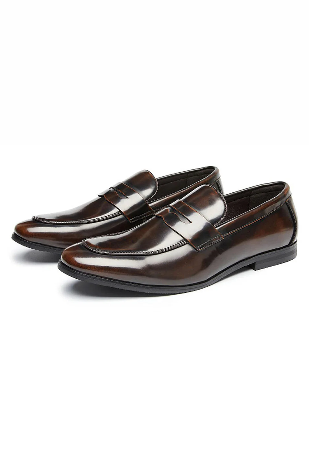 Męskie męskie buty imprezowe z brązowej skóry na wsuwane buty - Image 12