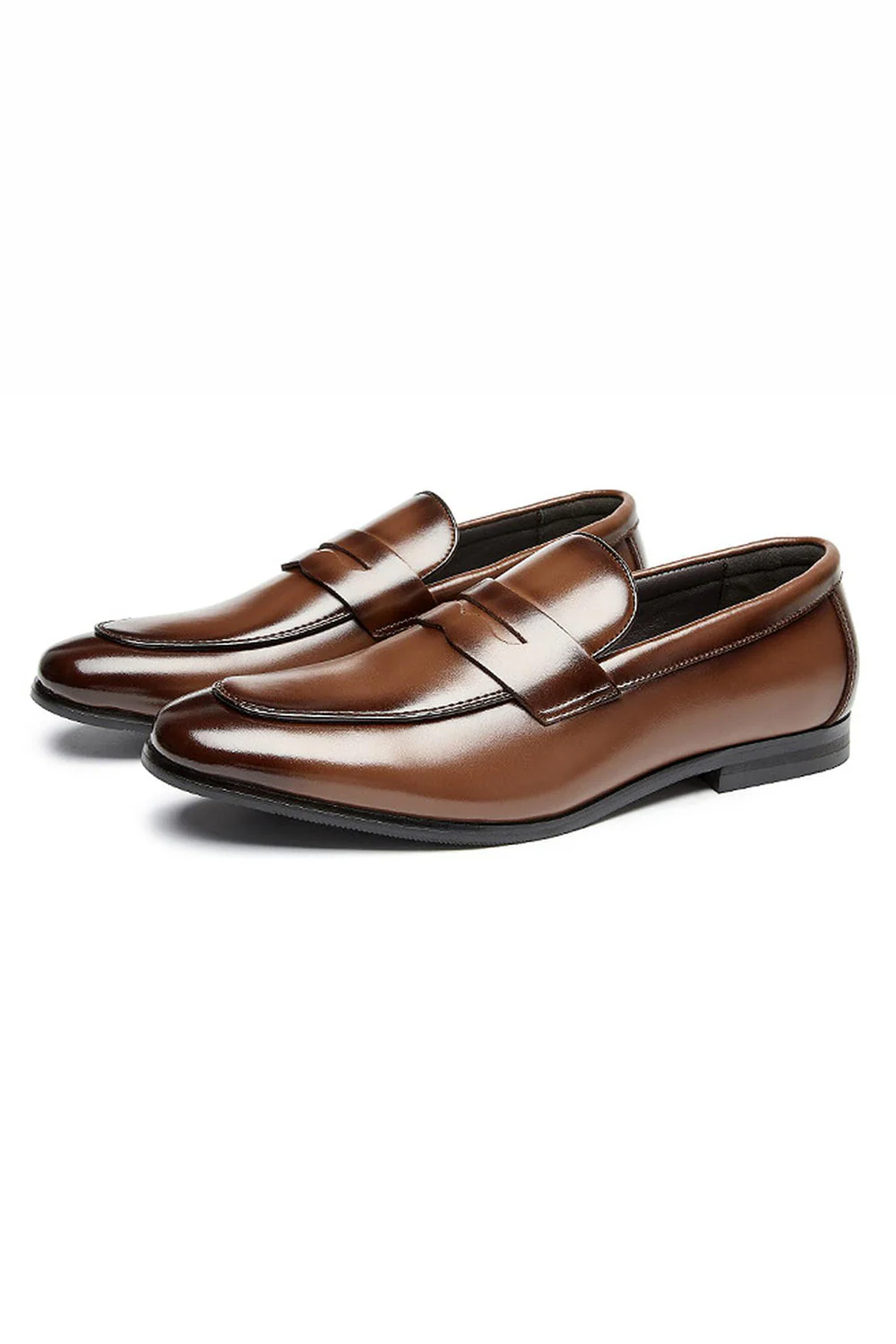 Męskie męskie buty imprezowe z brązowej skóry na wsuwane buty - Image 3