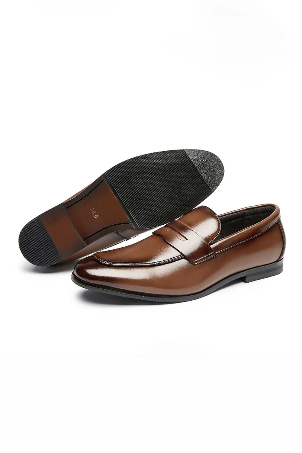Męskie męskie buty imprezowe z brązowej skóry na wsuwane buty - Image 4