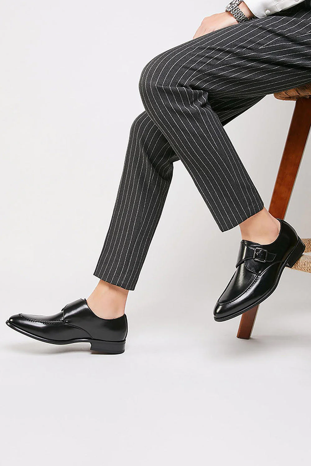 Męskie męskie buty ślubne z brązowej skóry na wsuwanie - Image 10