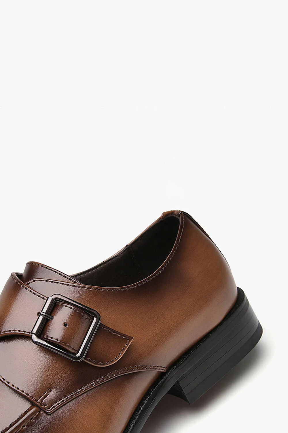 Męskie męskie buty ślubne z brązowej skóry na wsuwanie - Image 7
