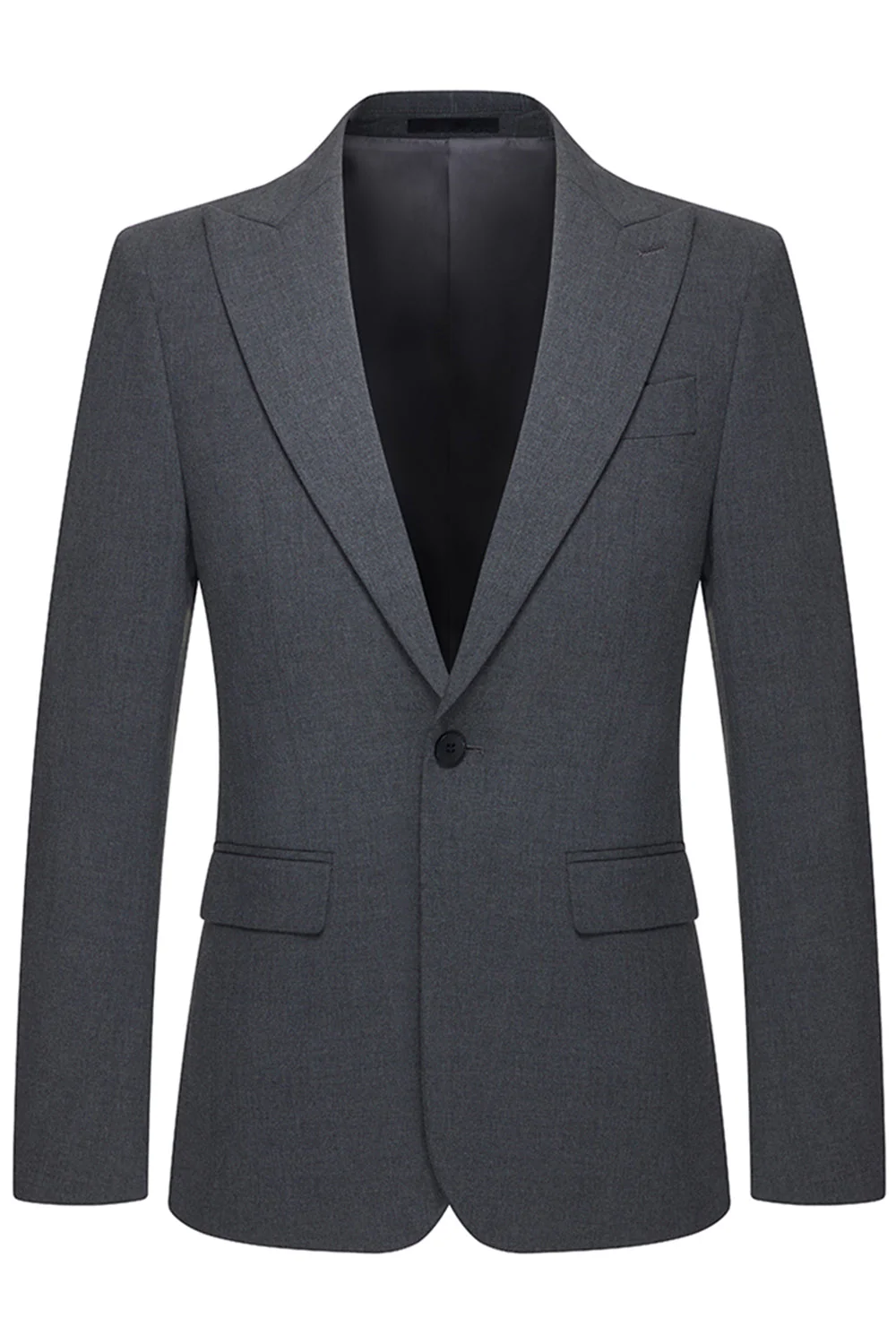 Męskie szare garnitury z 3-częściowymi szarymi garniturami Slim Fit Peak Flael - Image 2