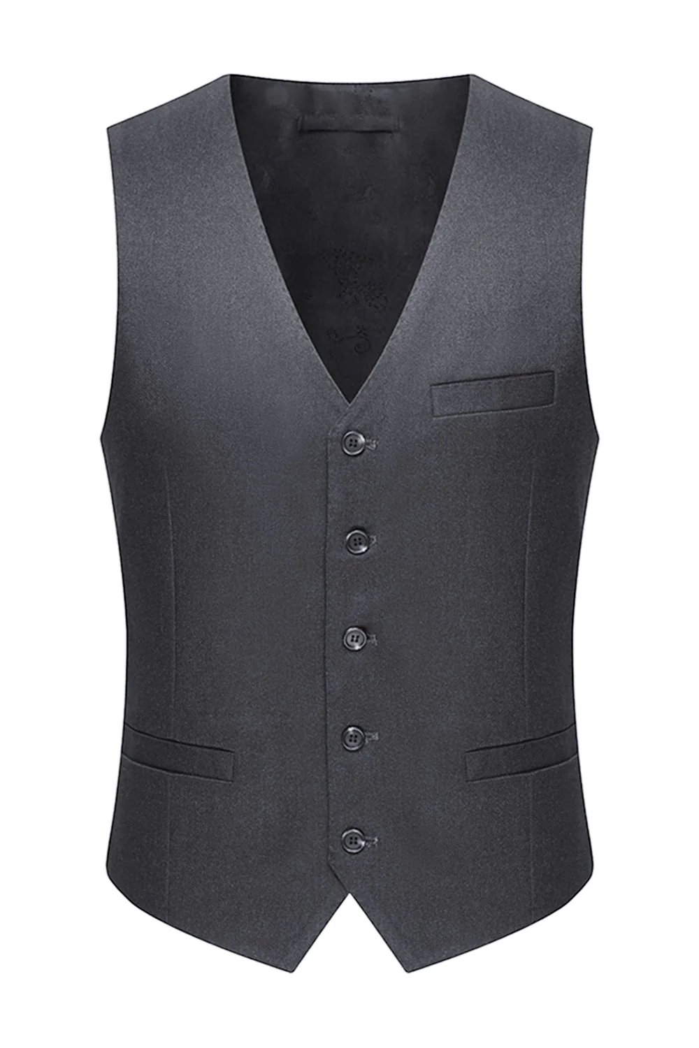 Męskie szare garnitury z 3-częściowymi szarymi garniturami Slim Fit Peak Flael - Image 5