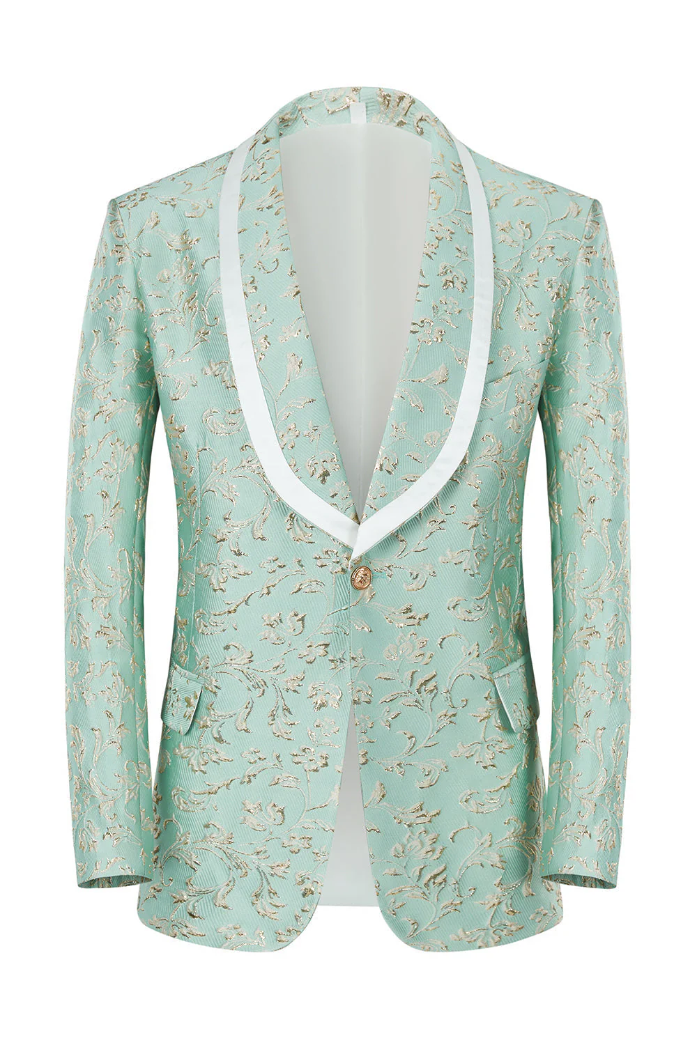 Mint Shawl Lapel One Button Żakardowe garnitury na studniówkę męską - Image 3
