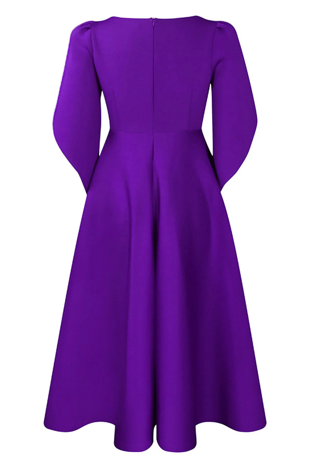 Modna elegancka sukienka Royal Blue A Line Solid Swing z półrękawami - Image 10