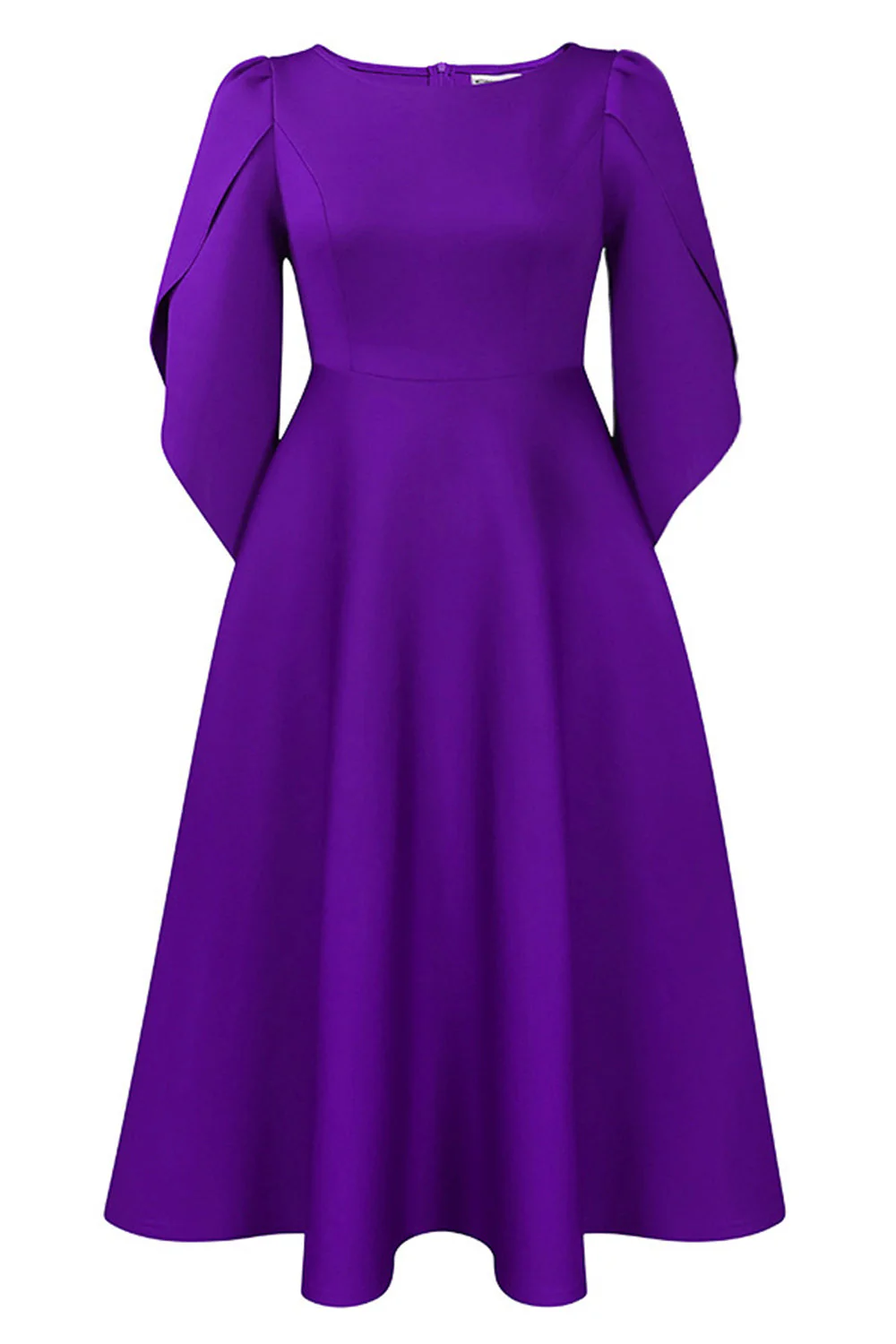 Modna elegancka sukienka Royal Blue A Line Solid Swing z półrękawami - Image 11