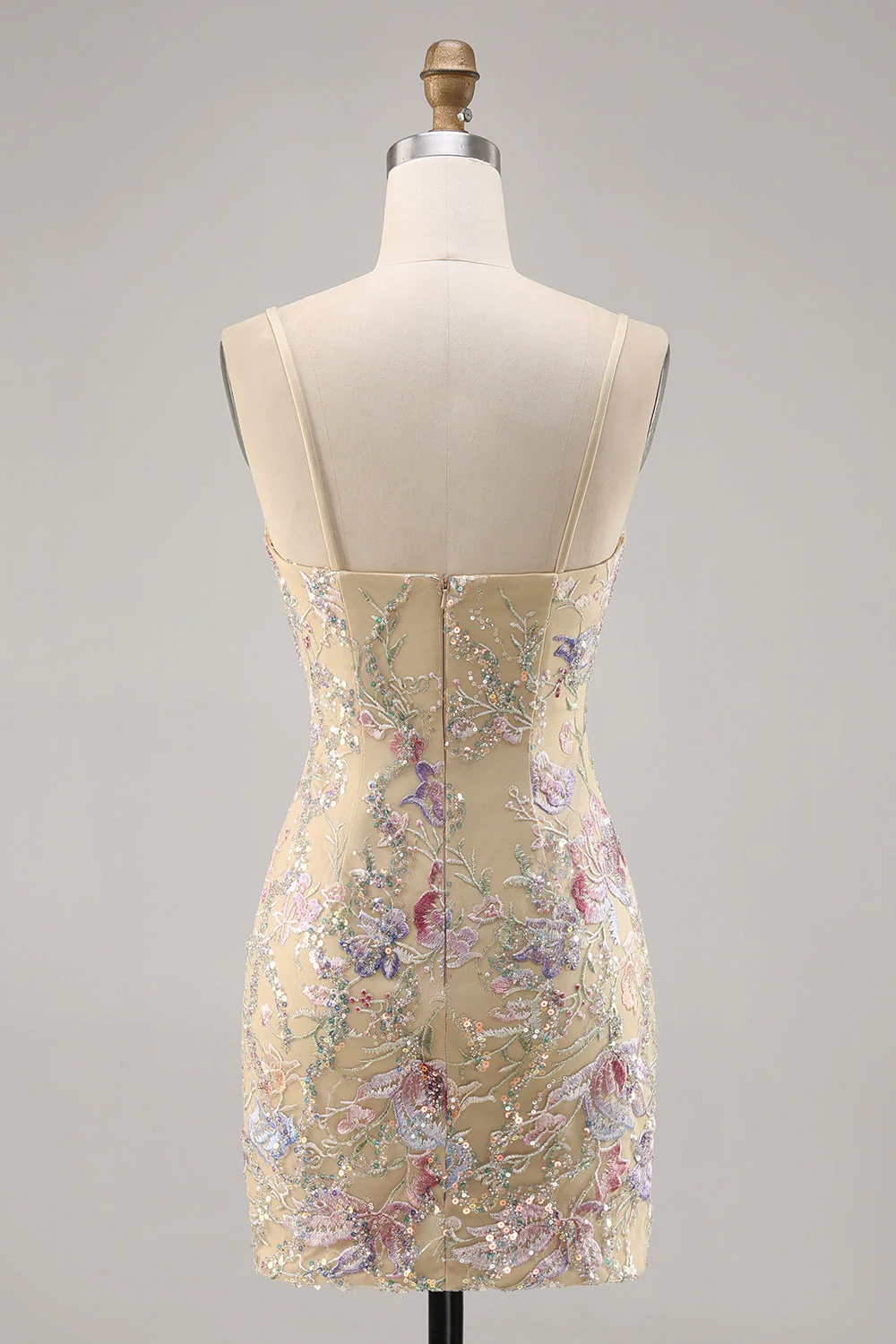 Morelowa kwiatowa haftowana sukienka bodycon Homecoming - Image 2