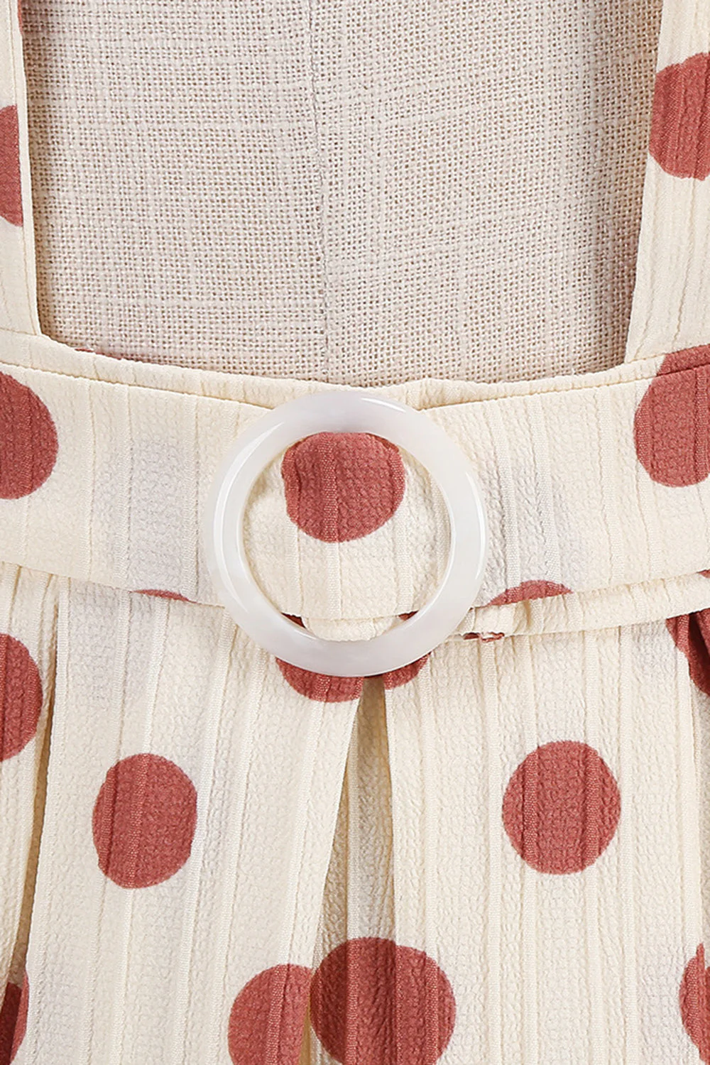 Morelowe kropki A Line Straps Kombinezon Vintage Sukienka - Image 5