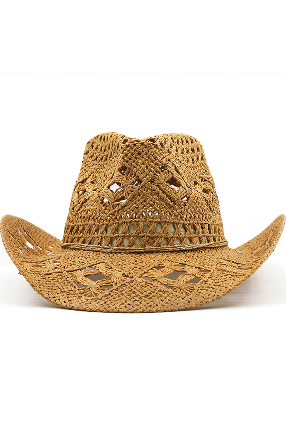 Morelowy dzianiny Zachodni kowbojski kapelusz Słomkowy kapelusz Hollow Out Sunhat - Image 7
