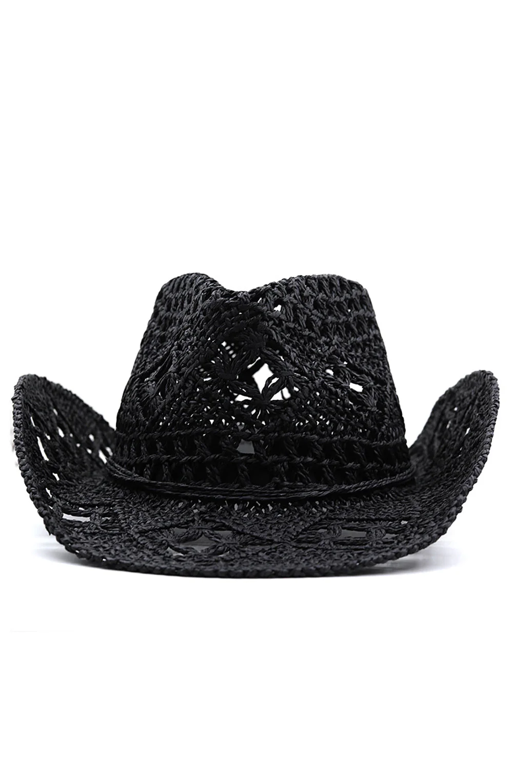 Morelowy dzianiny Zachodni kowbojski kapelusz Słomkowy kapelusz Hollow Out Sunhat - Image 9