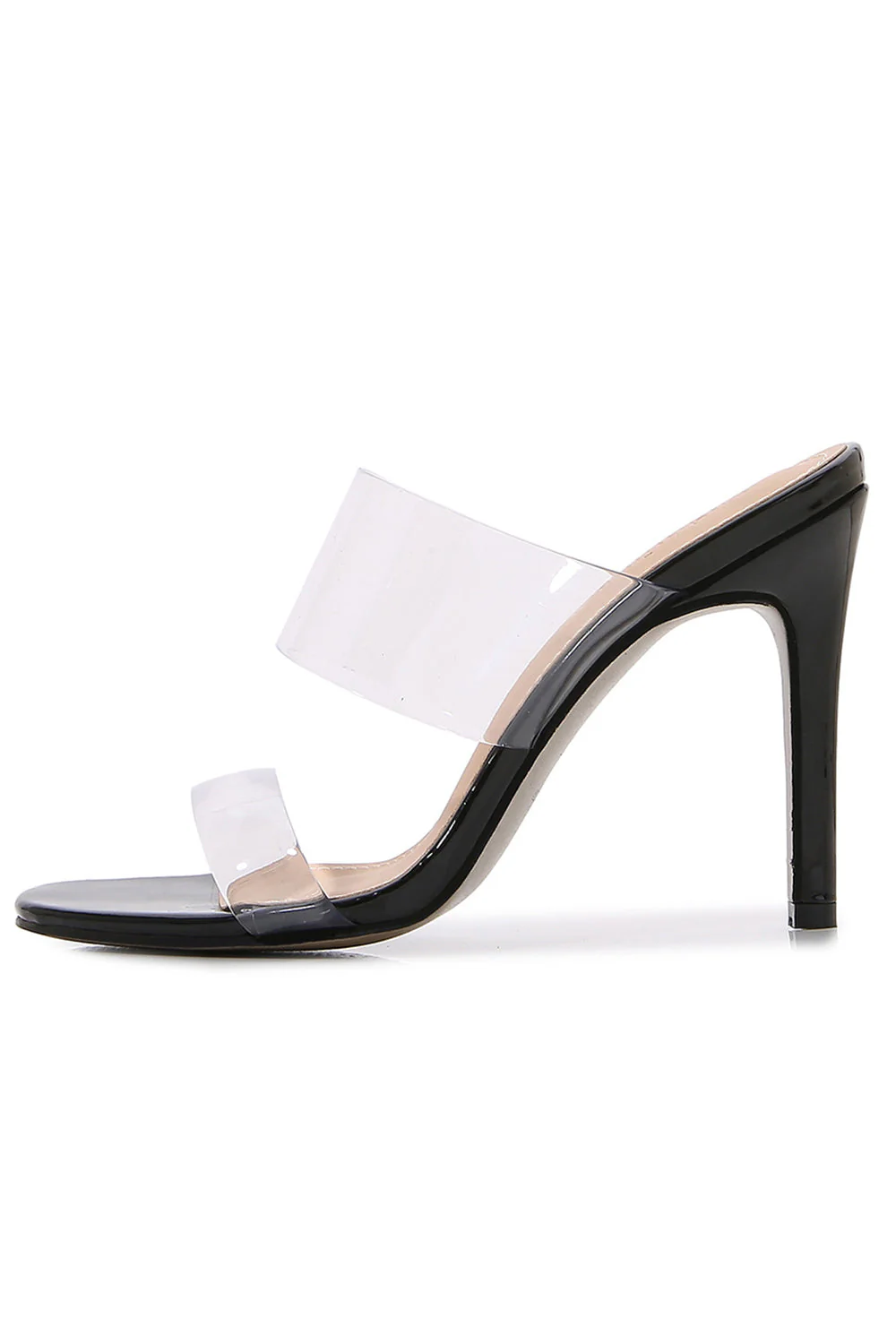 Morelowy wsuwany na szpilce Peep toe przezroczyste sandały kapcie modne buty - Image 9