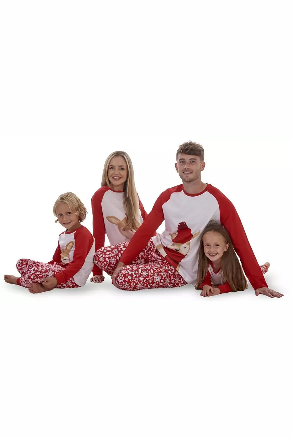 Nadaje się dla rodziny Adult Deer Christmas Bawełniane ubrania Duży rozmiar Czerwony zestaw piżam - Image 4