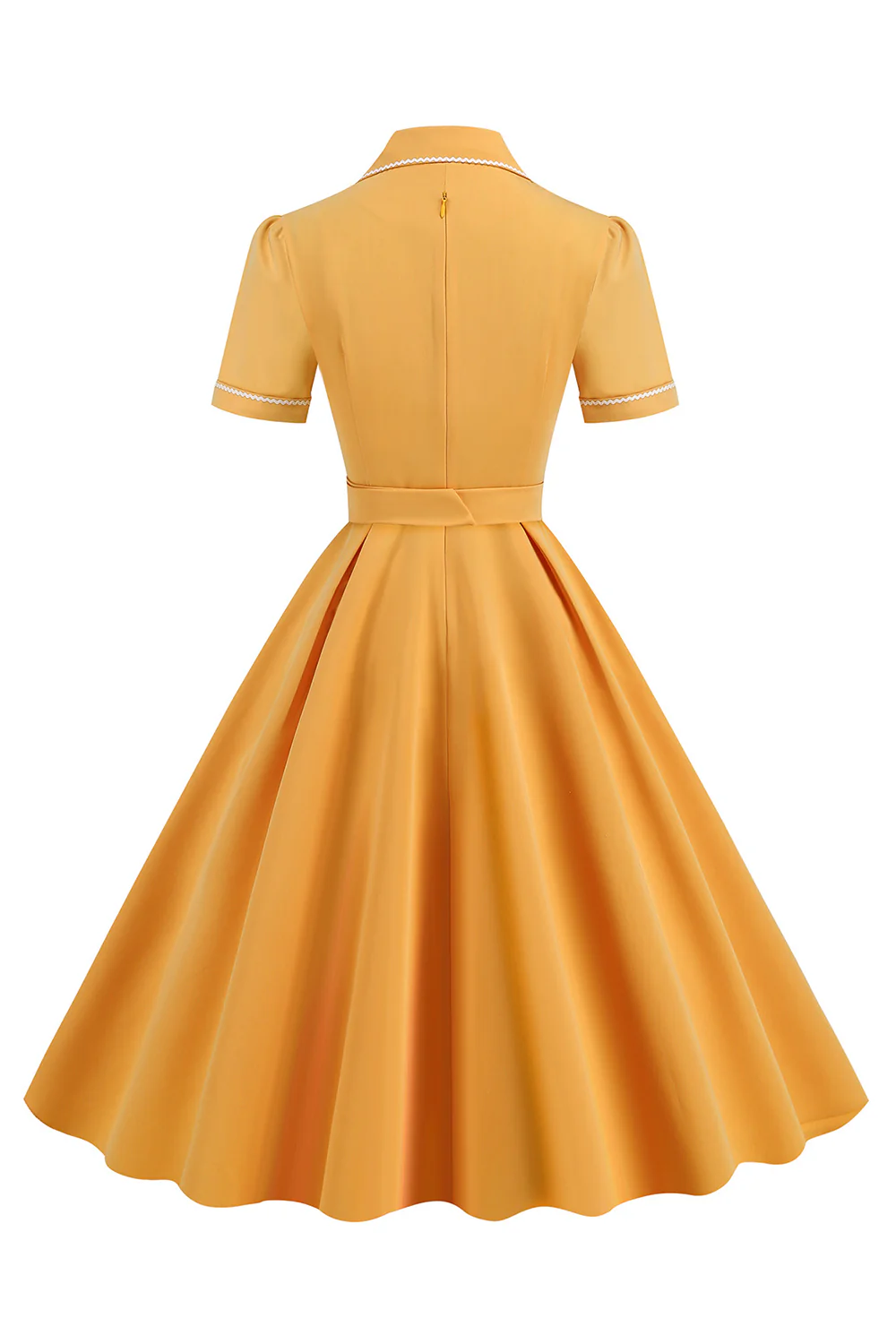 Niebieska Linia A Lapel Vintage 1950 Sukienka Z Guzikami - Image 7