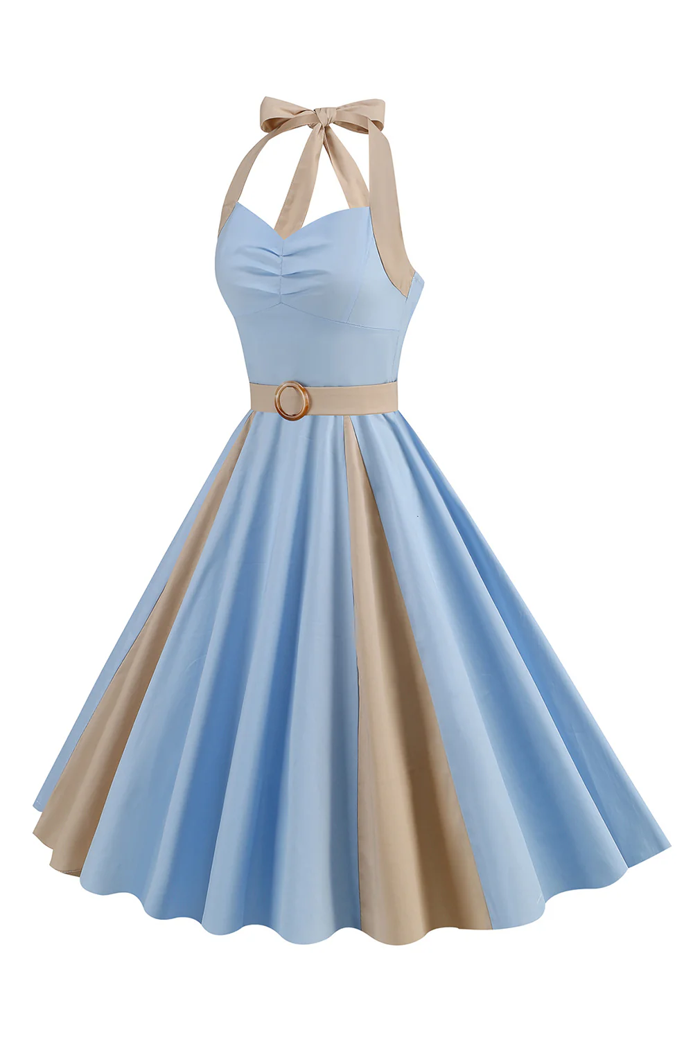 Niebieska sukienka A Line Halter Vintage 1950 - Image 3