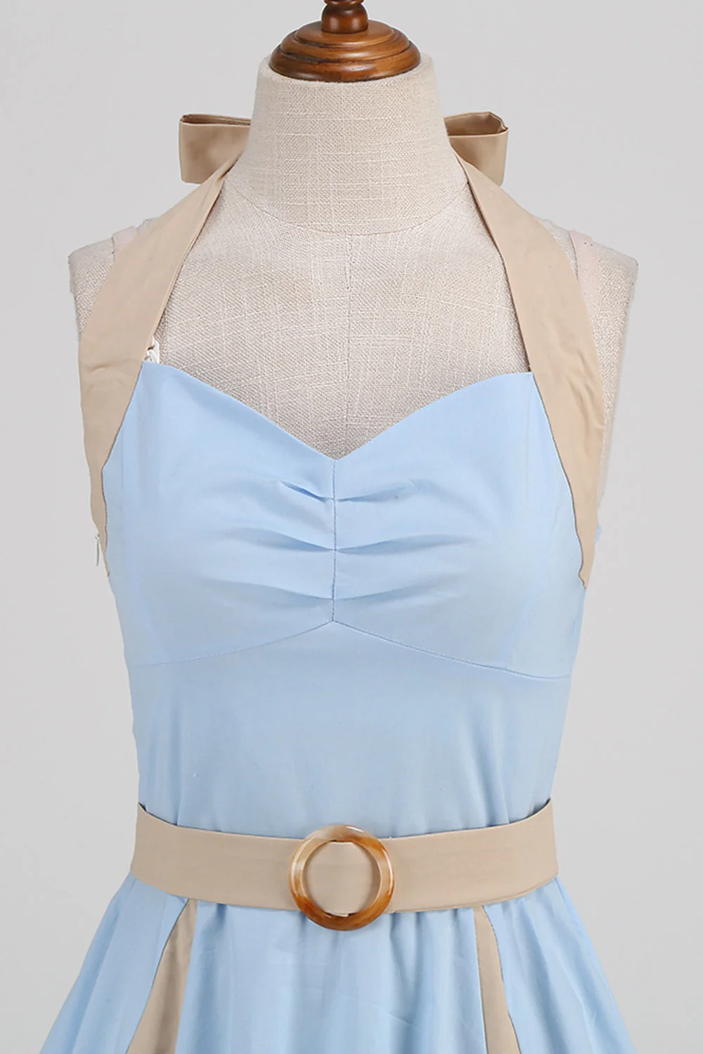 Niebieska sukienka A Line Halter Vintage 1950 - Image 4