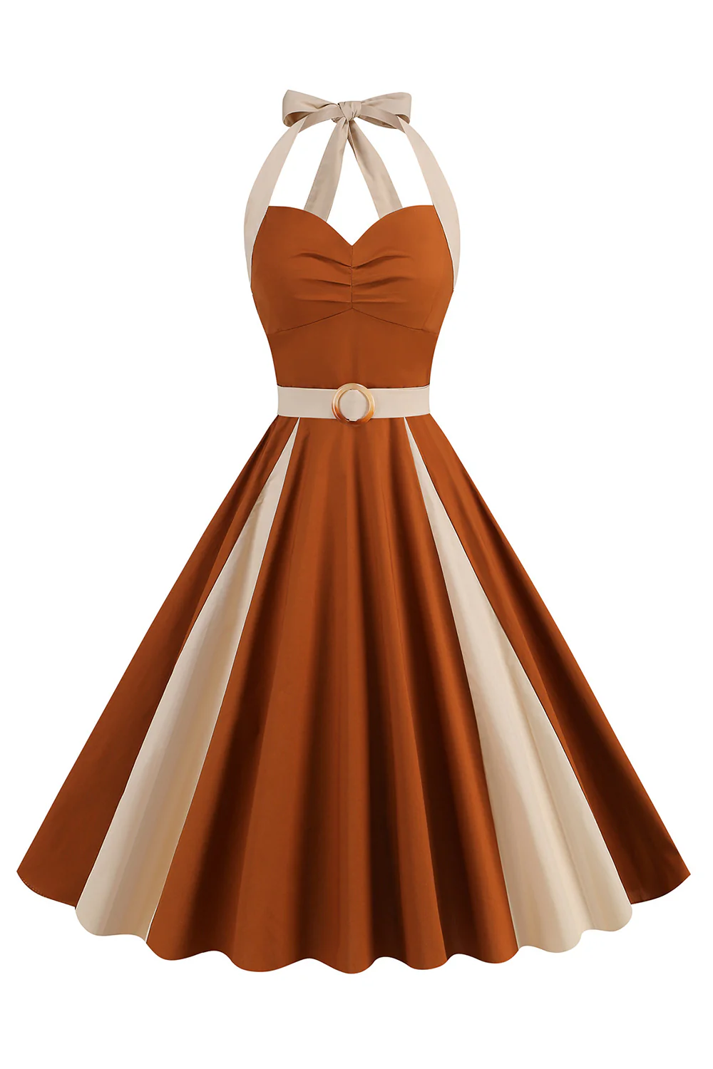 Niebieska sukienka A Line Halter Vintage 1950 - Image 6