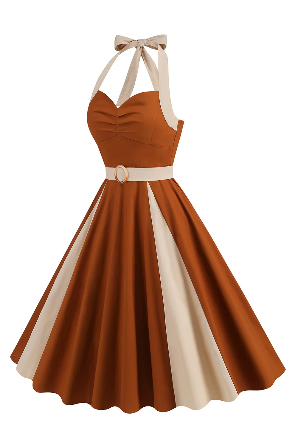 Niebieska sukienka A Line Halter Vintage 1950 - Image 8