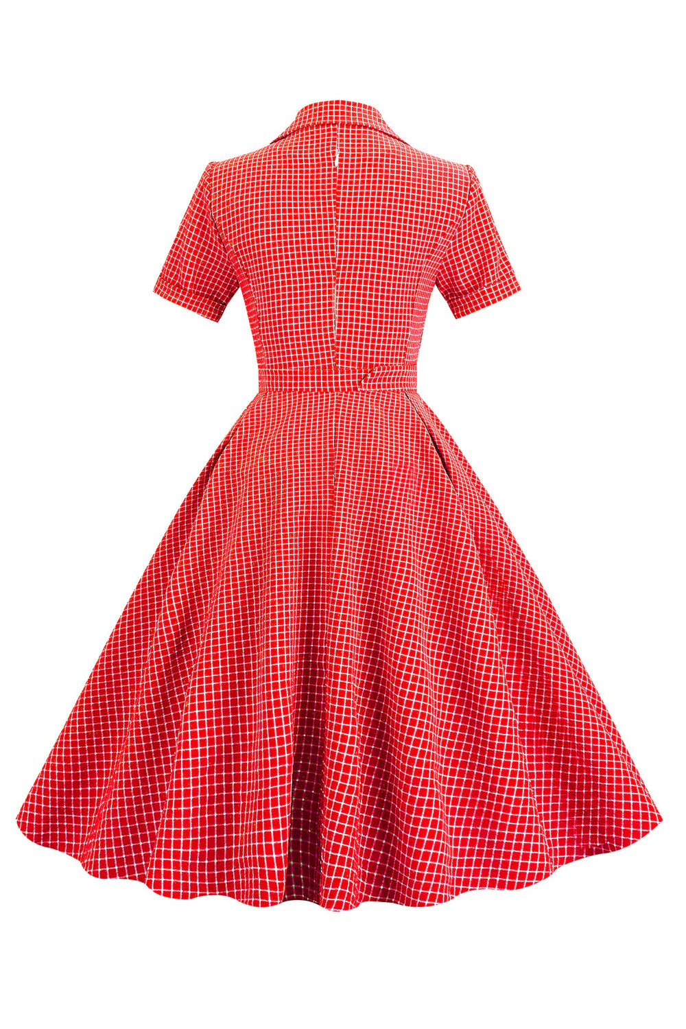 Niebieska Sukienka Lata 50 w Kratkę - Image 8