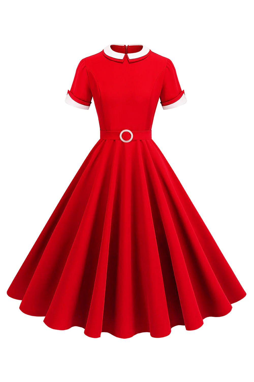 Niebieska sukienka midi Midi z okrągłym dekoltem w kształcie litery A z lat 1950. - Image 7