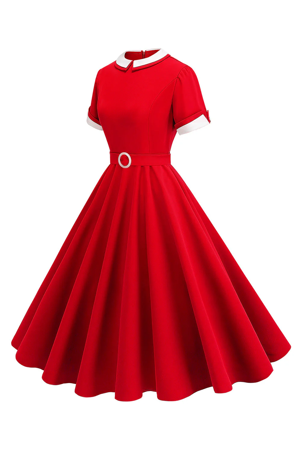 Niebieska sukienka midi Midi z okrągłym dekoltem w kształcie litery A z lat 1950. - Image 9