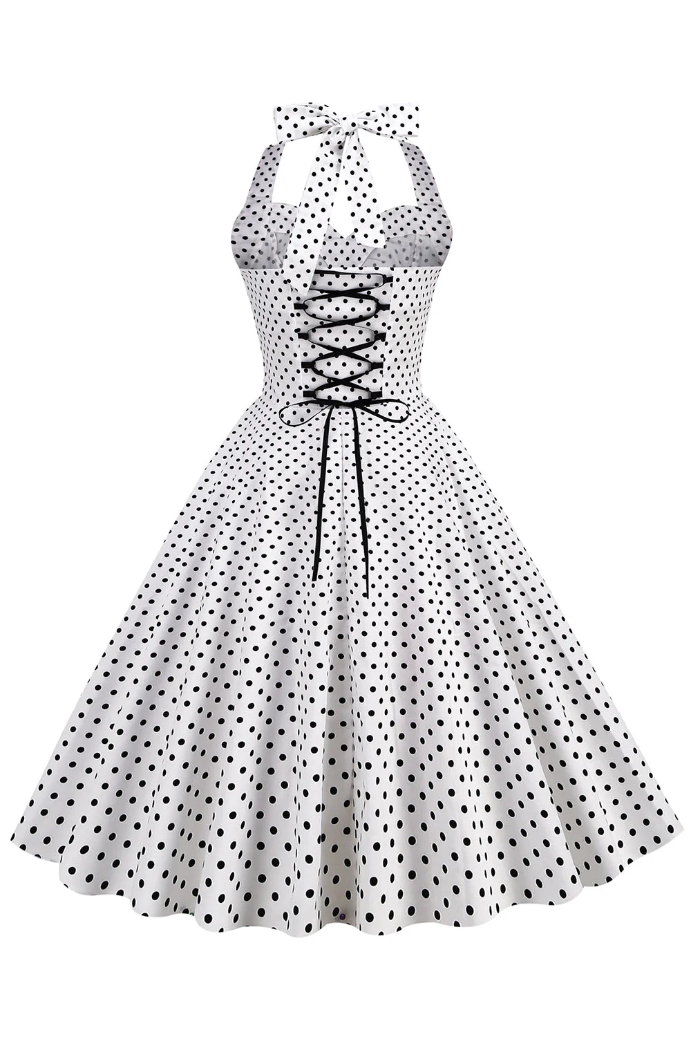 Niebieska Sukienka Pin Up Lata 50 w Groszki - Image 10