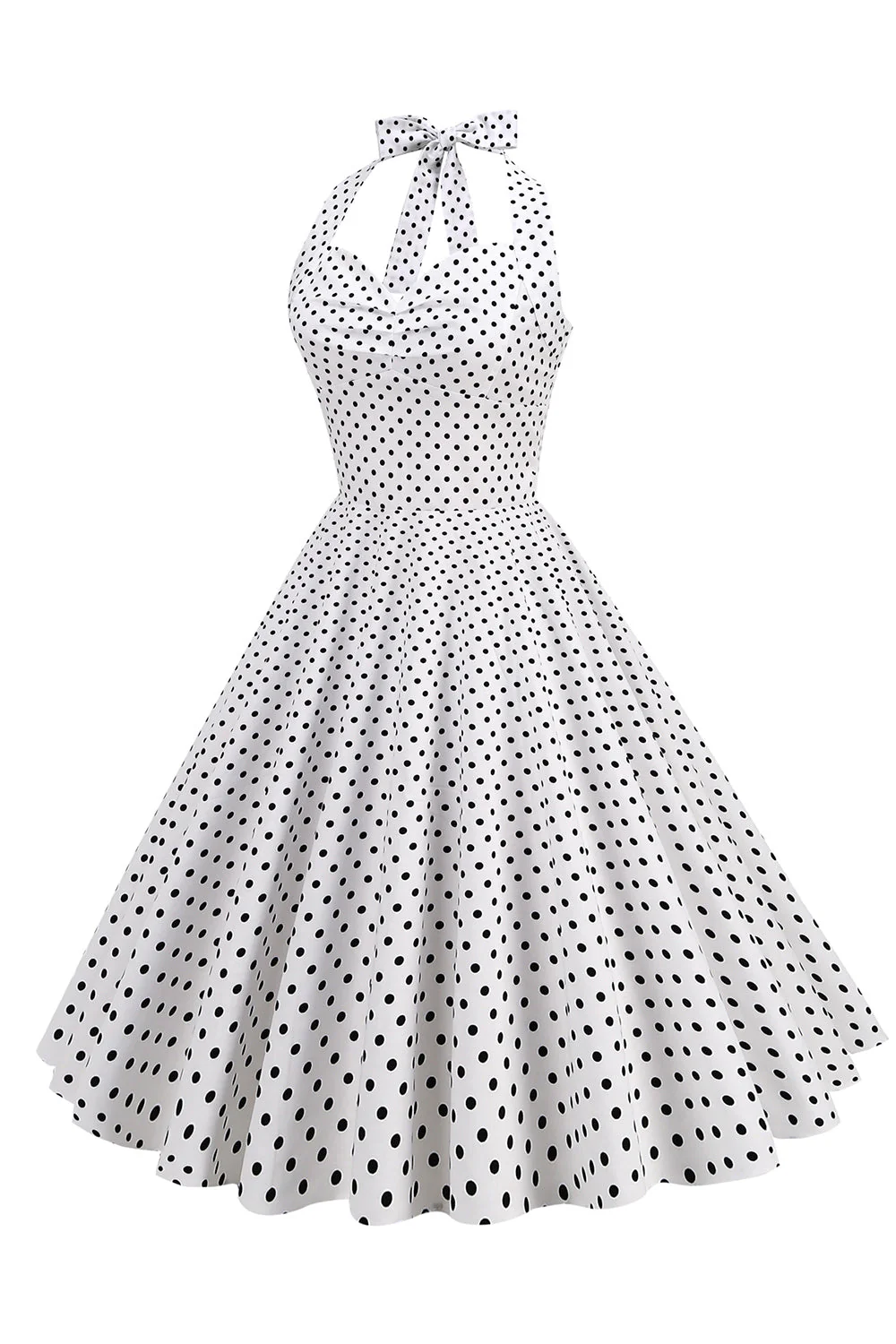 Niebieska Sukienka Pin Up Lata 50 w Groszki - Image 11