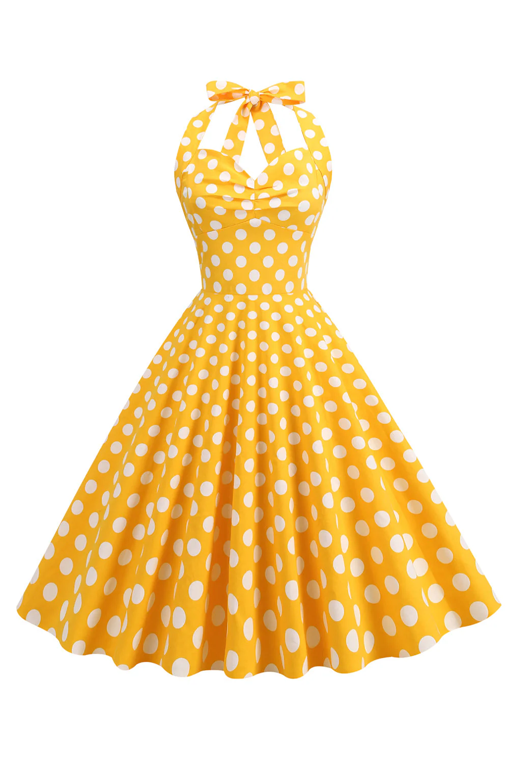 Niebieska Sukienka Pin Up Lata 50 w Groszki - Image 5