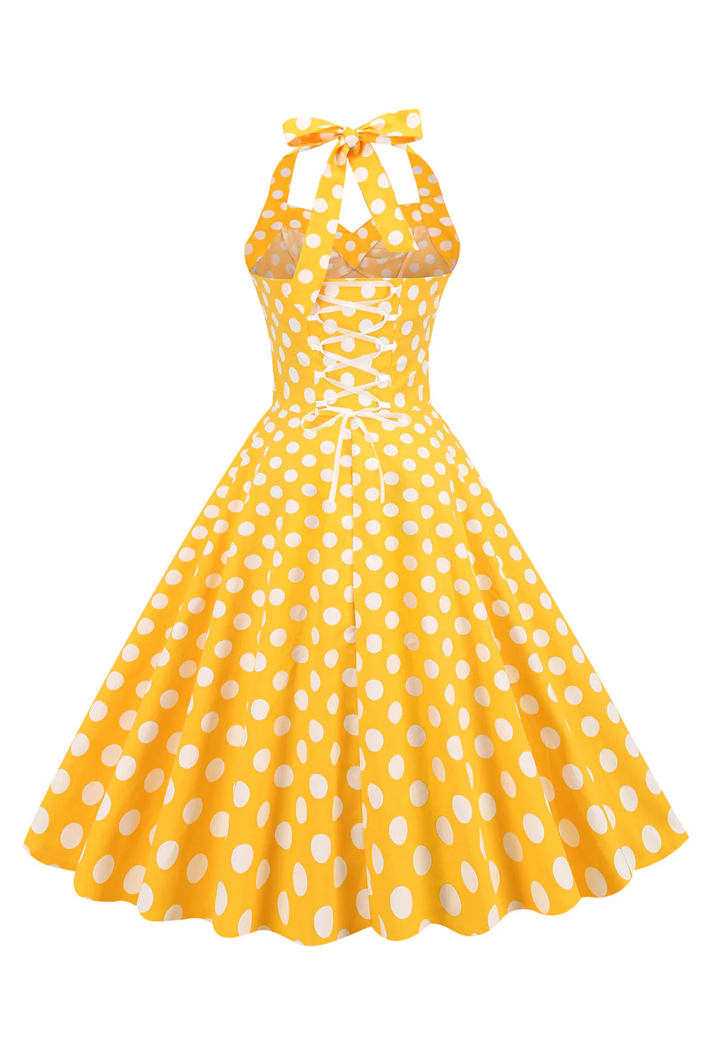Niebieska Sukienka Pin Up Lata 50 w Groszki - Image 6