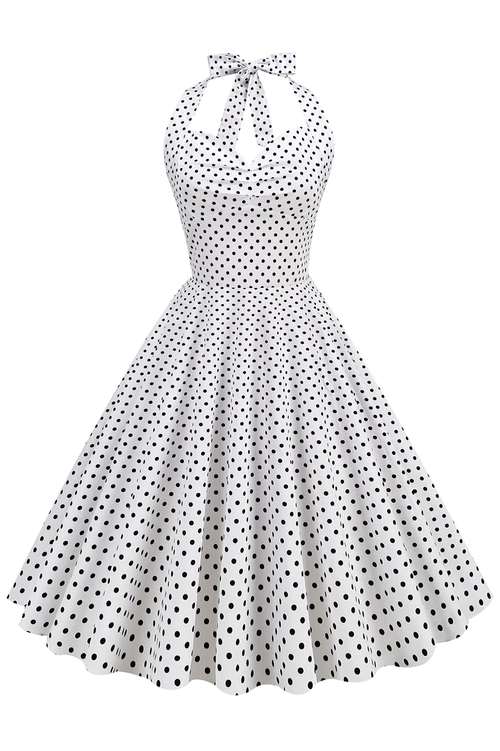 Niebieska Sukienka Pin Up Lata 50 w Groszki - Image 9