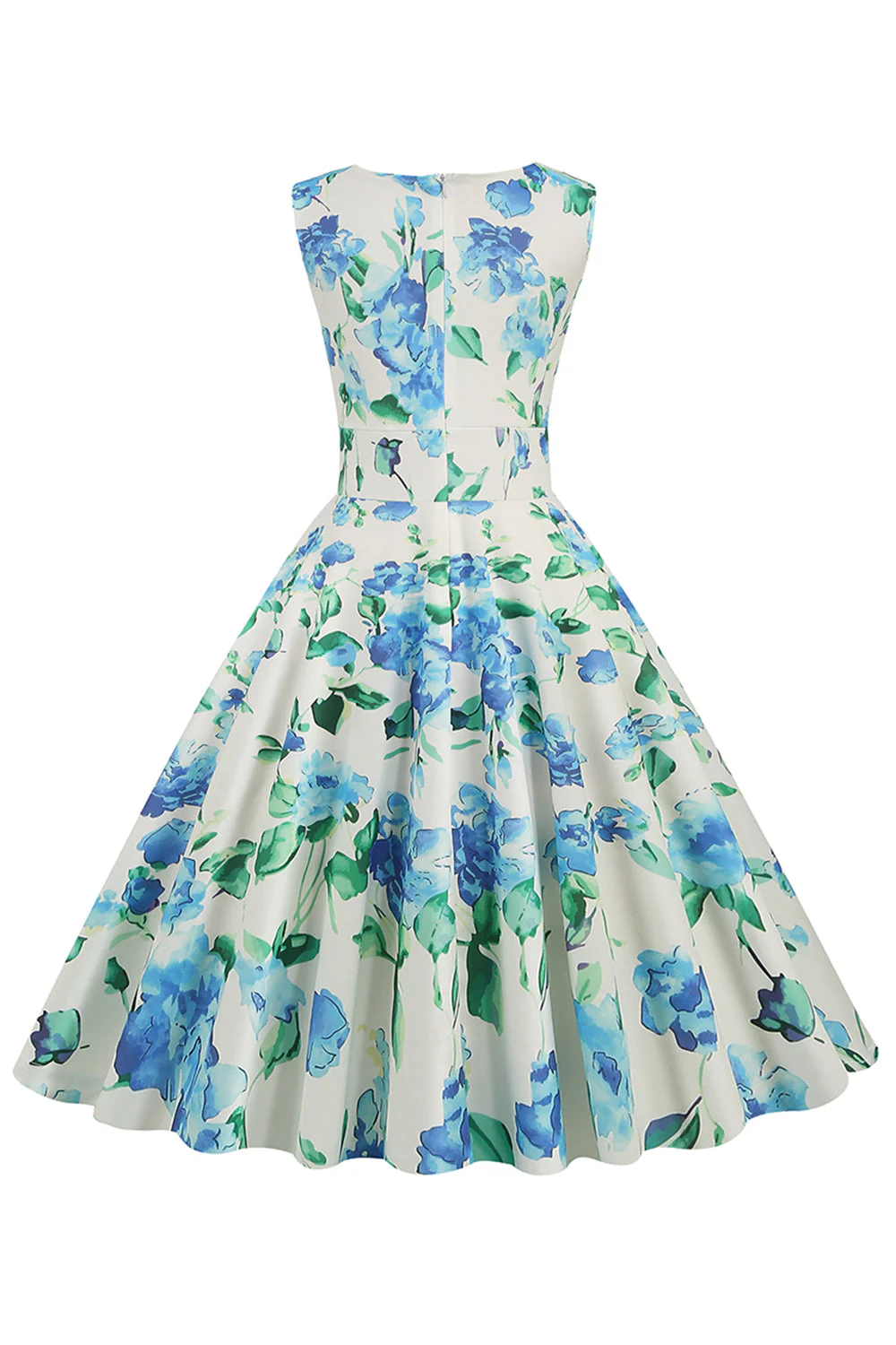Niebieska Sukienka Vintage Lata 50 w Kwiaty - Image 10