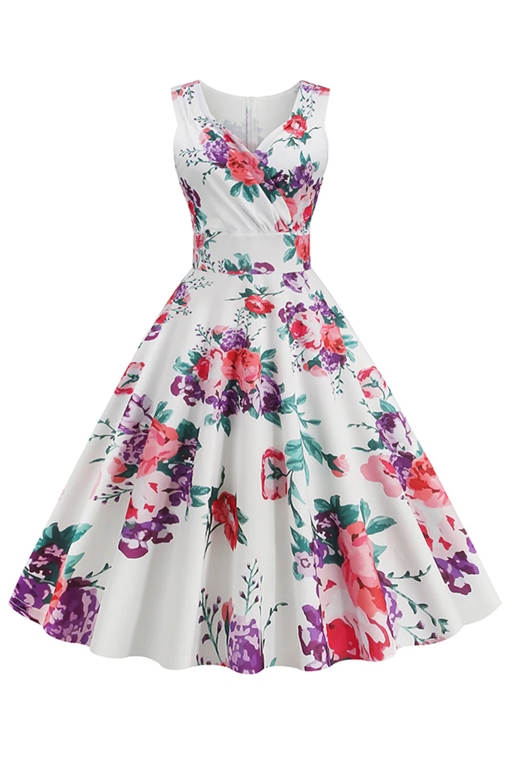 Niebieska Sukienka Vintage Lata 50 w Kwiaty - Image 6