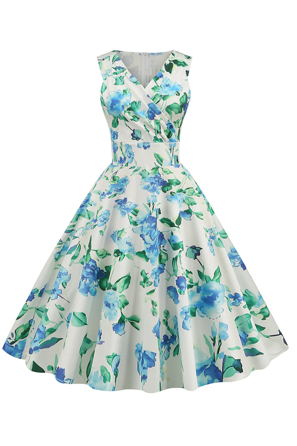 Niebieska Sukienka Vintage Lata 50 w Kwiaty - Image 9