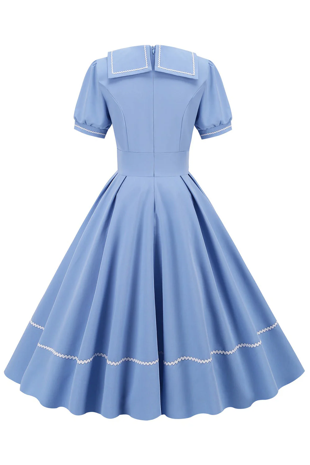 Niebieska Sukienka Z Krótkimi Rękawami W Stylu Retro Z Lat 50 - Image 2