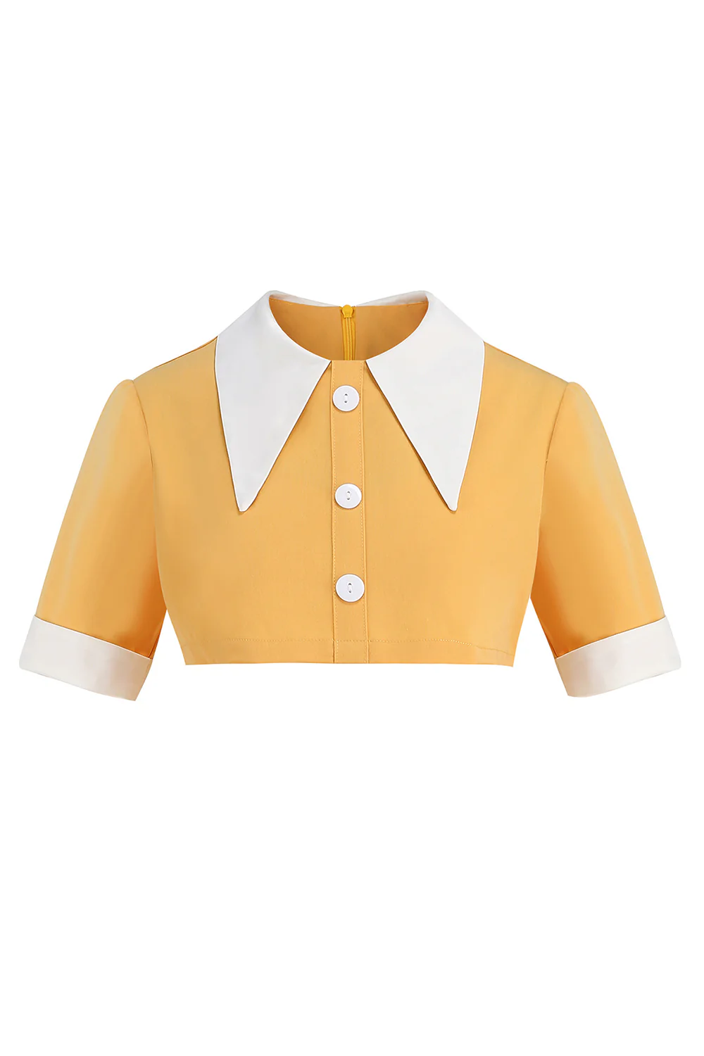 Niebieski kołnierzyk Piotruś Pan Dwuczęściowa sukienka midi vintage 1950 z guzikami - Image 11